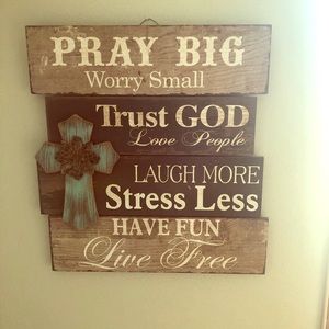 Pray Big Worry Small Rustic Wall Sign